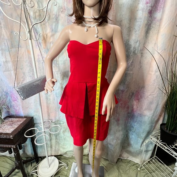 📌ASOS Strapless Bandeau Mini Dress with Peplum - Very Stretchy - Picture 7 of 15